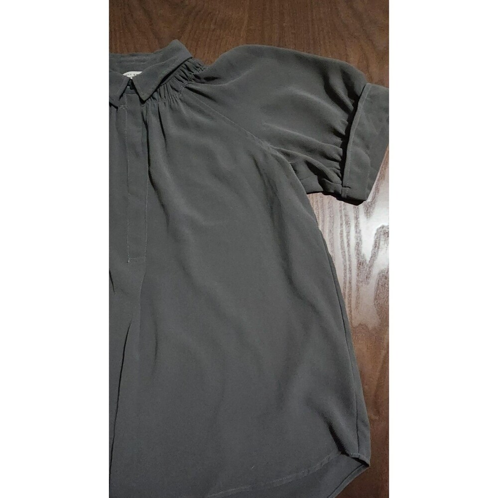 Max Studio Gray Button Up Collared Blouse Size La… - image 3